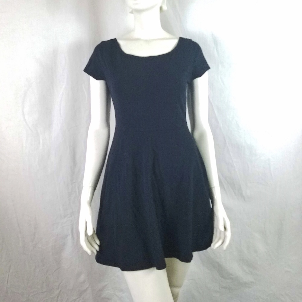 Short Sleeve Mini Skater Dress Fit + Flare Basic
